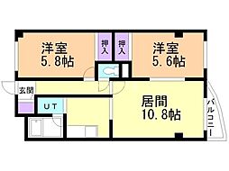 サントノーレ 2LDKの間取図画像