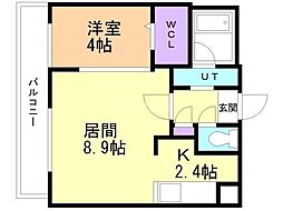 グランジ厚別 1LDKの間取図画像