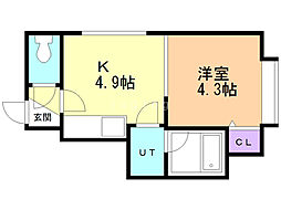 ウィンディー白石 1DKの間取図画像