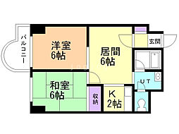 コート大谷地 2LDKの間取図画像