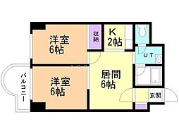 コート大谷地 2LDKの間取図画像