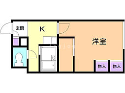 レオパレスコラソン1 1Kの間取図画像