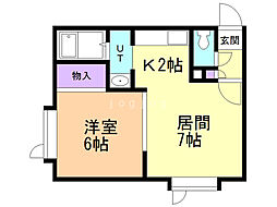 メイプルハイツ2 1LDKの間取図画像