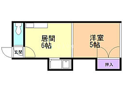 マイコート南郷st. 1DKの間取図画像