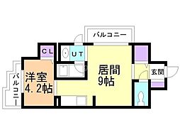 KDXレジデンス菊水四条 1LDKの間取図画像
