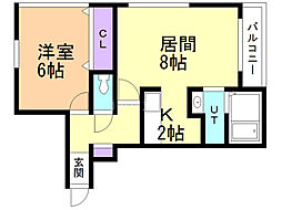 アボンドグラン菊水 1LDKの間取図画像