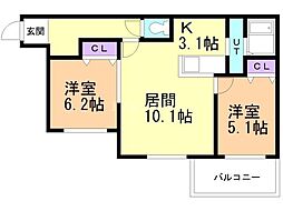 CocoLulu43° 2LDKの間取図画像