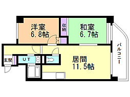 アクティブプラザ厚別中央B 2LDKの間取図画像