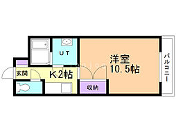 グランドソレイユ 1Kの間取図画像