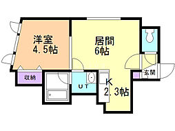 コンフォート白石 1LDKの間取図画像