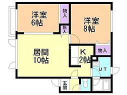 ソレアードB 2LDKの間取図画像
