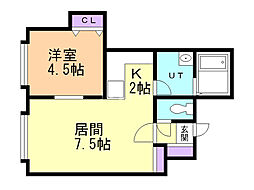 ピースハーモニー南郷A 1LDKの間取図画像