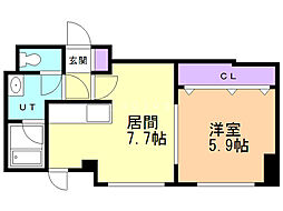 ゆとり南郷 1DKの間取図画像