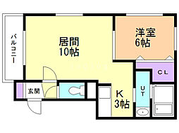 パインハート本郷 1LDKの間取図画像