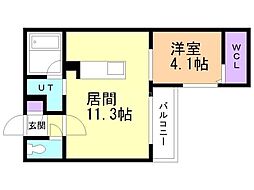 ALPHA新札幌 1LDKの間取図画像