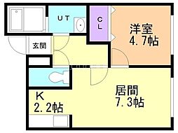 清田レモンハイツ・1 1LDKの間取図画像