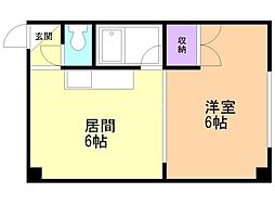レジデンス静 1DKの間取図画像