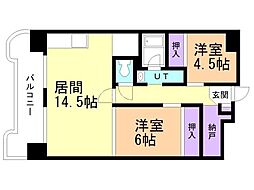 ビレッジハウス桜台タワー3号棟 2LDKの間取図画像