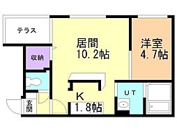 ORCHARD本通 1LDKの間取図画像