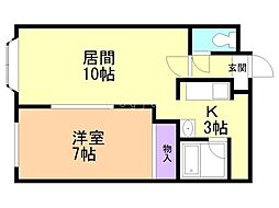ロリエ菊水 1LDKの間取図画像