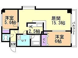 クラウンヒルズ 2LDKの間取図画像