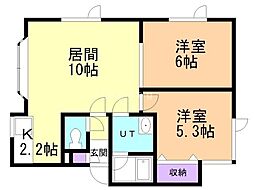 シェルピア白石 2LDKの間取図画像