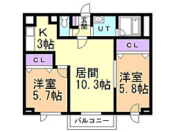 トレスマデラ 2LDKの間取図画像