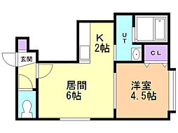 プランドールハイツ 1LDKの間取図画像