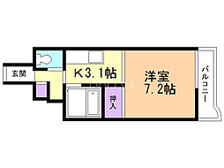 エンドレス三井 1Kの間取図画像