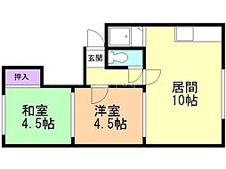 岡田ビル 2LDKの間取図画像