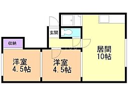 岡田ビル 2LDKの間取図画像