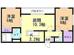 アゼィリア3 2LDKの間取図画像