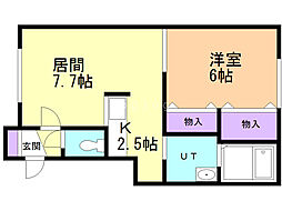 ティエラ東札幌 1LDKの間取図画像