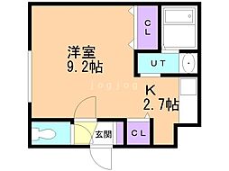 グランメール東札幌駅 1Kの間取図画像