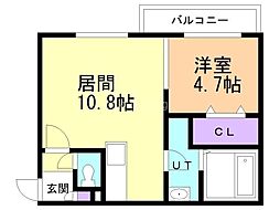 Axis-Will東札幌Sta. 1LDKの間取図画像