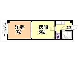 コーユーハイデンス 1LDKの間取図画像