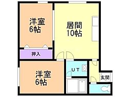 パークサイドS 2LDKの間取図画像