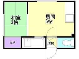 レインボーハイツ 1DKの間取図画像
