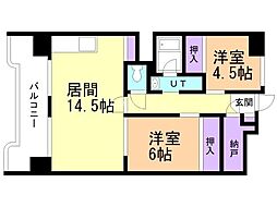 ビレッジハウス桜台タワー4号棟 2LDKの間取図画像