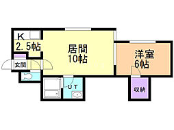 ノーマルヒル菊水B 1LDKの間取図画像