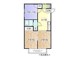 ラフォーネ清水 3DKの間取図画像