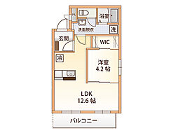 ベルジュA 1LDKの間取図画像