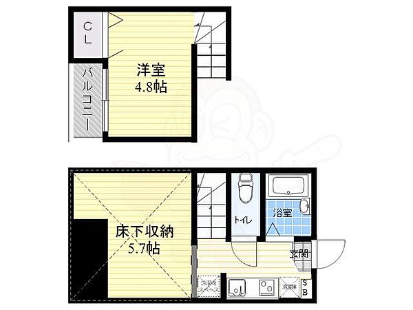 福岡県福岡市東区箱崎２丁目(賃貸アパート1SK・2階・18.10㎡)の写真 その2