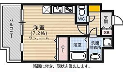 福岡市地下鉄空港線 唐人町駅 徒歩14分の賃貸マンション 6階ワンルームの間取り