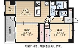 福岡県福岡市中央区薬院３丁目（賃貸マンション2LDK・3階・58.93㎡） その2