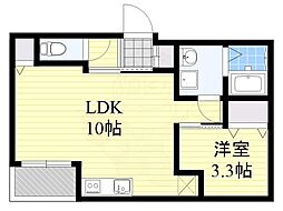 カトレア高宮 1LDKの間取図画像
