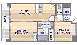 エステムプラザ福岡県庁前ネオシス 2DKの間取図画像