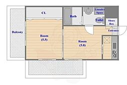 エステート・モア大手門 2Kの間取図画像