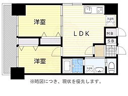 アトラスアルファーノ箱崎 2LDKの間取図画像