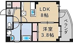 ラ・セーヌ高宮 1LDKの間取図画像
